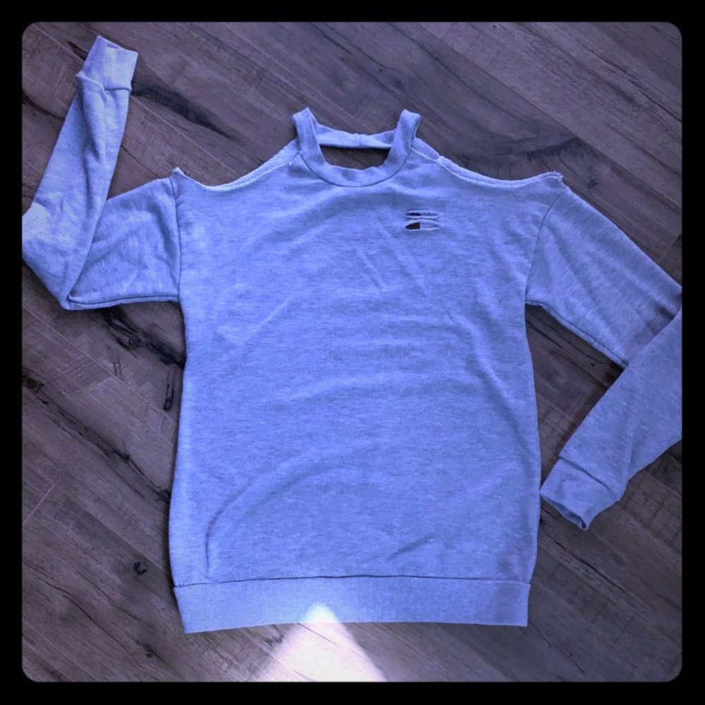 Heathered grey destroyed sweatshirt
